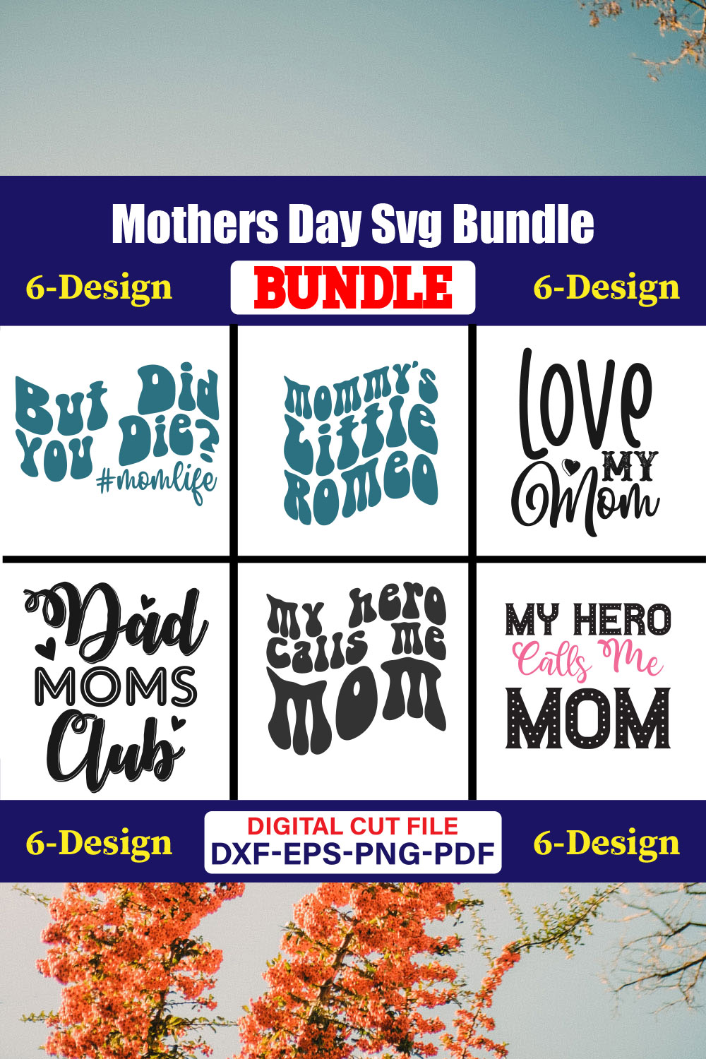 Mothers Day SVG Bundle, Mom life svg, Mama svg, Funny Mom Svg, Blessed mama svg, Mom of boys girls svg-Vol-82 pinterest preview image.