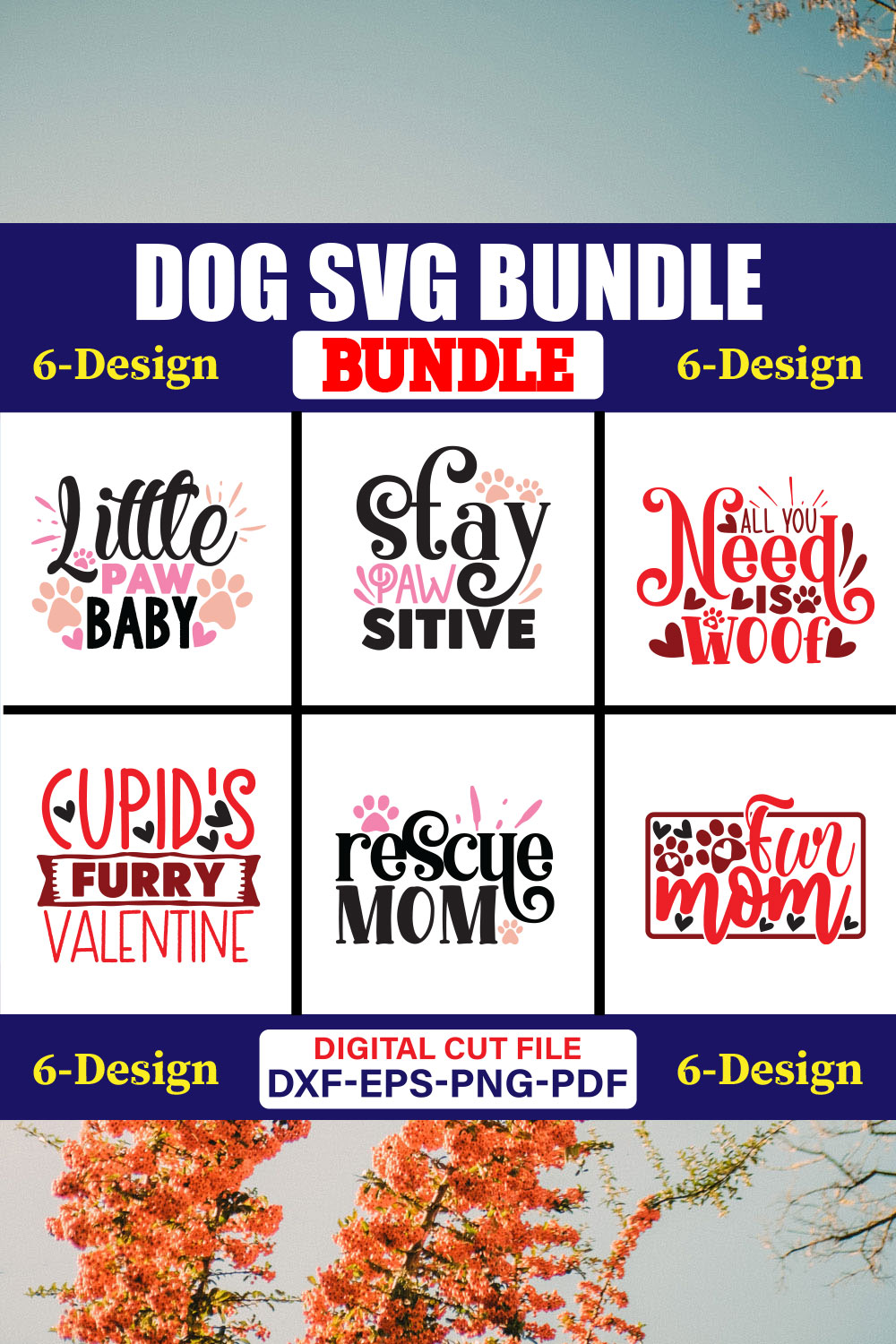 Dog SVG T-shirt Design Bundle Vol-18 pinterest preview image.