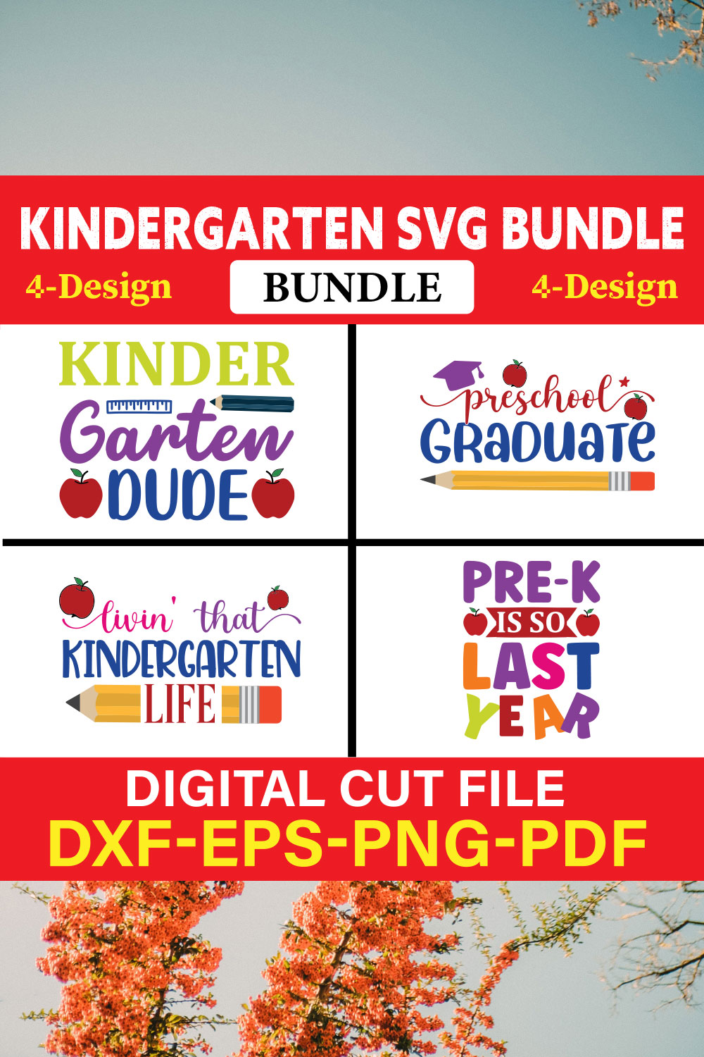 Kindergarten T-shirt Design Bundle Vol-4 pinterest preview image.