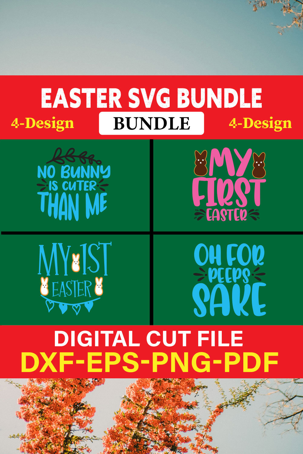 Easter T-shirt Design Bundle Vol-7 pinterest preview image.