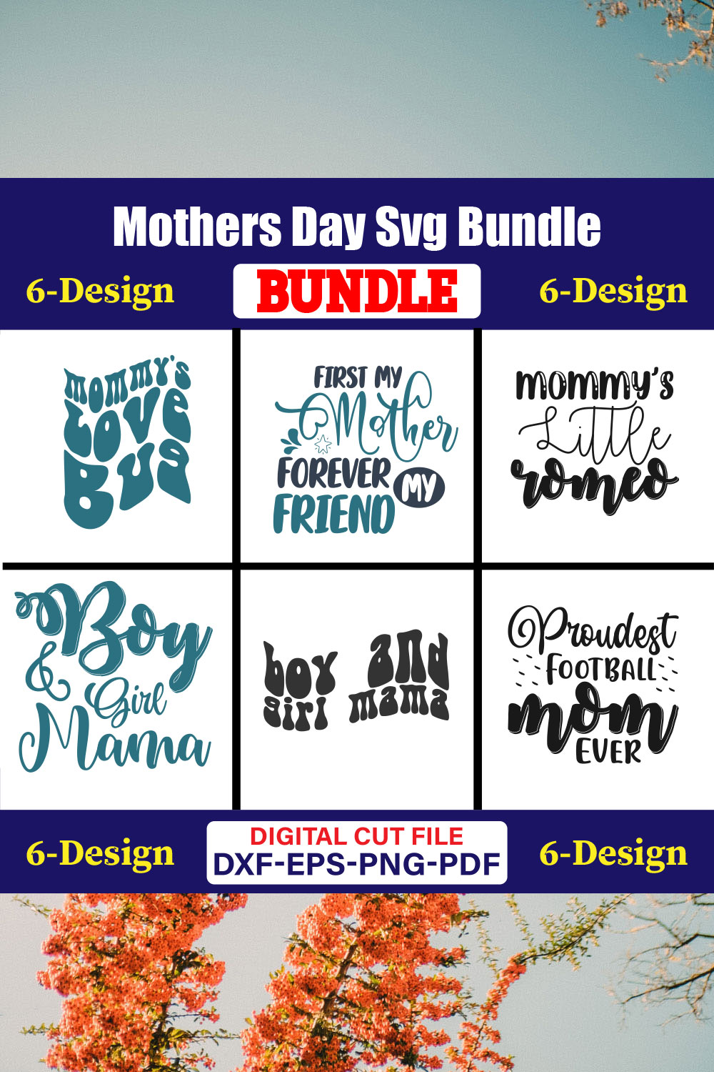 Mothers Day SVG Bundle, Mom life svg, Mama svg, Funny Mom Svg, Blessed mama svg, Mom of boys girls svg-Vol-87 pinterest preview image.