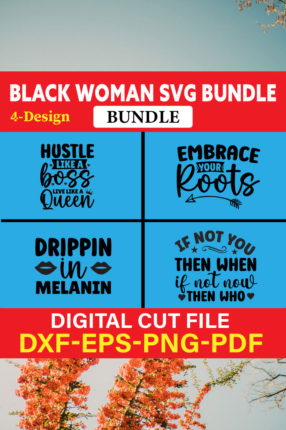 Black Woman T-shirt Design Bundle Vol-8 pinterest preview image.