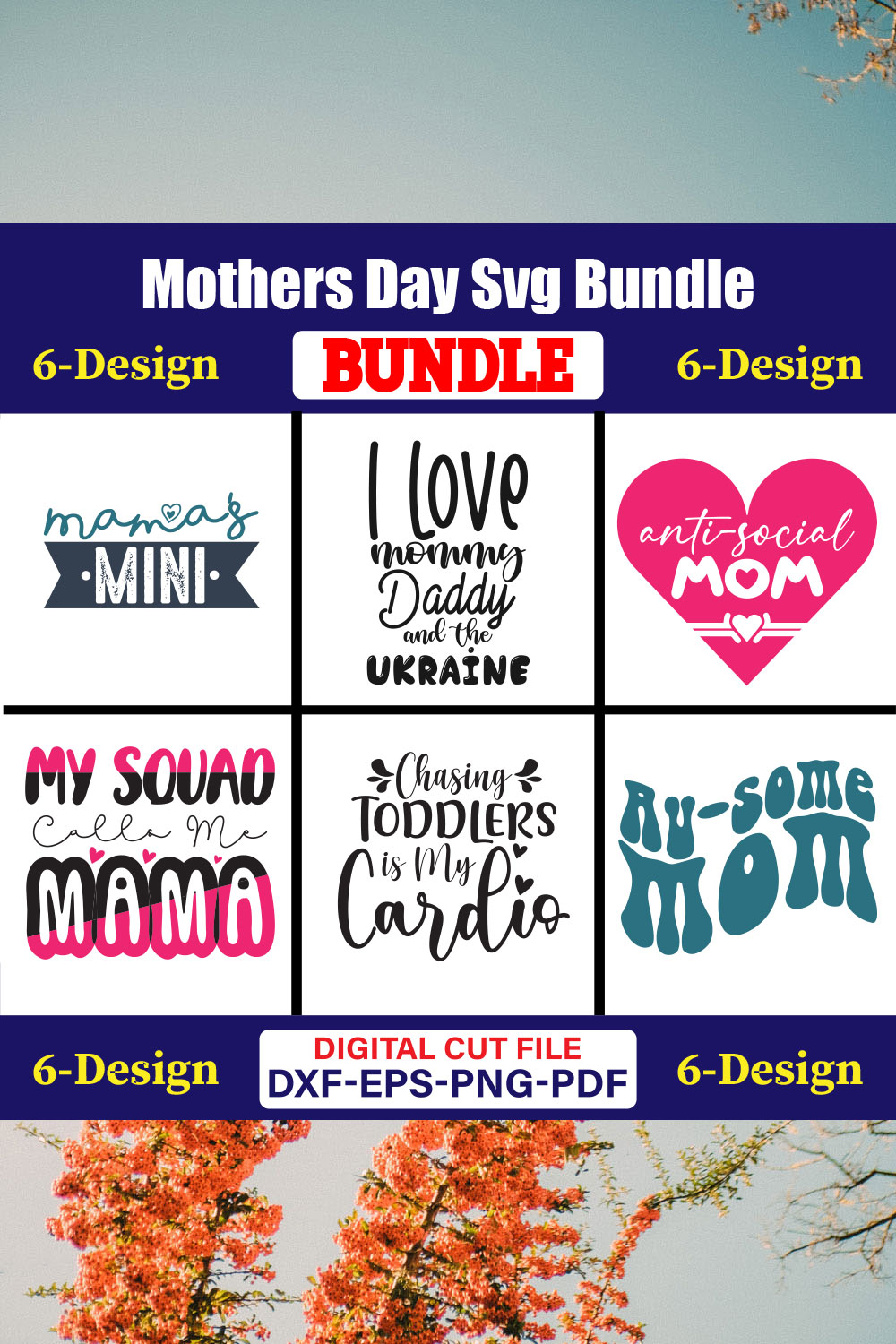 Mothers Day SVG Bundle, Mom life svg, Mama svg, Funny Mom Svg, Blessed mama svg, Mom of boys girls svg-Vol-93 pinterest preview image.