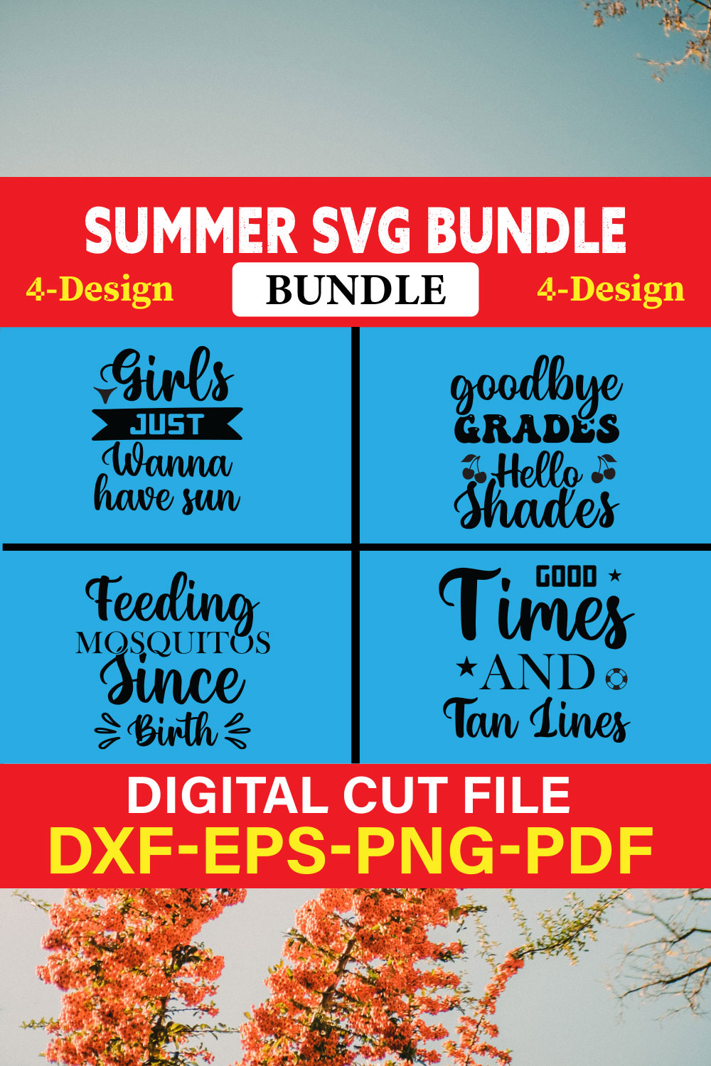 Summer T-shirt Design Bundle Vol-2 pinterest preview image.