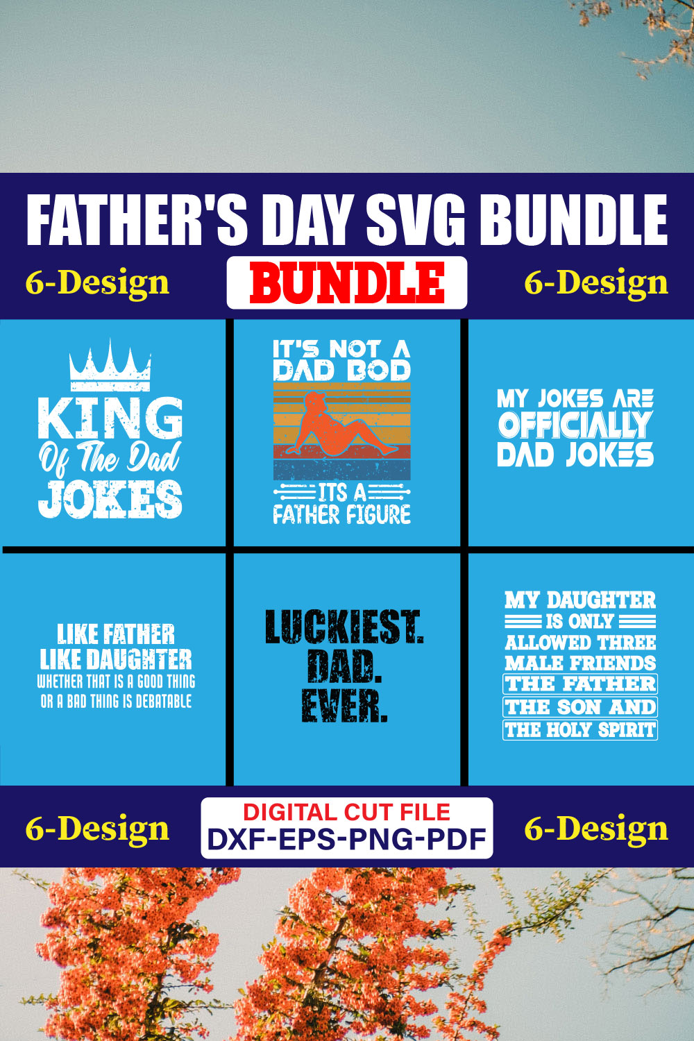 Father's Day SVG T-shirt Design Bundle Vol-27 pinterest preview image.