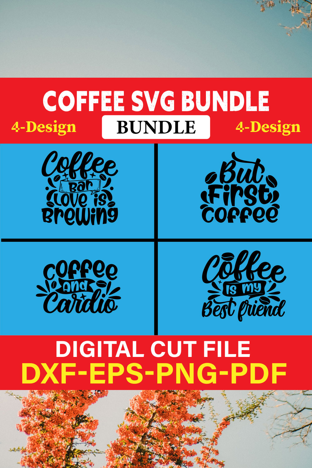 Coffee T-shirt Design Bundle Vol-6 pinterest preview image.