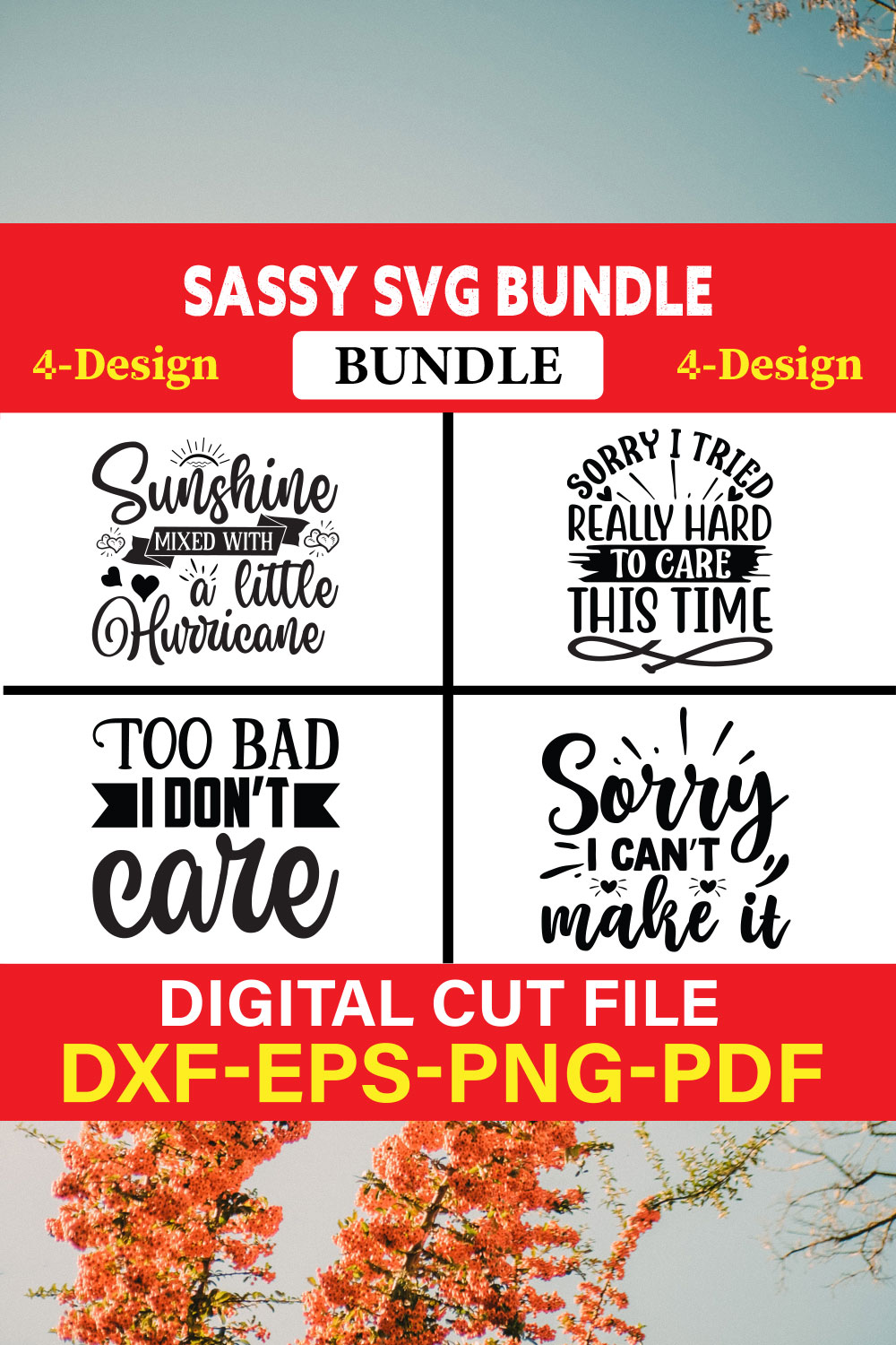 Sassy T-shirt Design Bundle Vol-4 pinterest preview image.