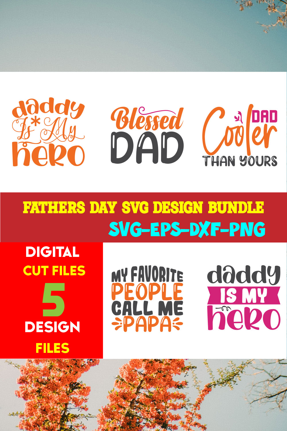 Fathers Day T-shirt Design Bundle Volume-04 pinterest preview image.