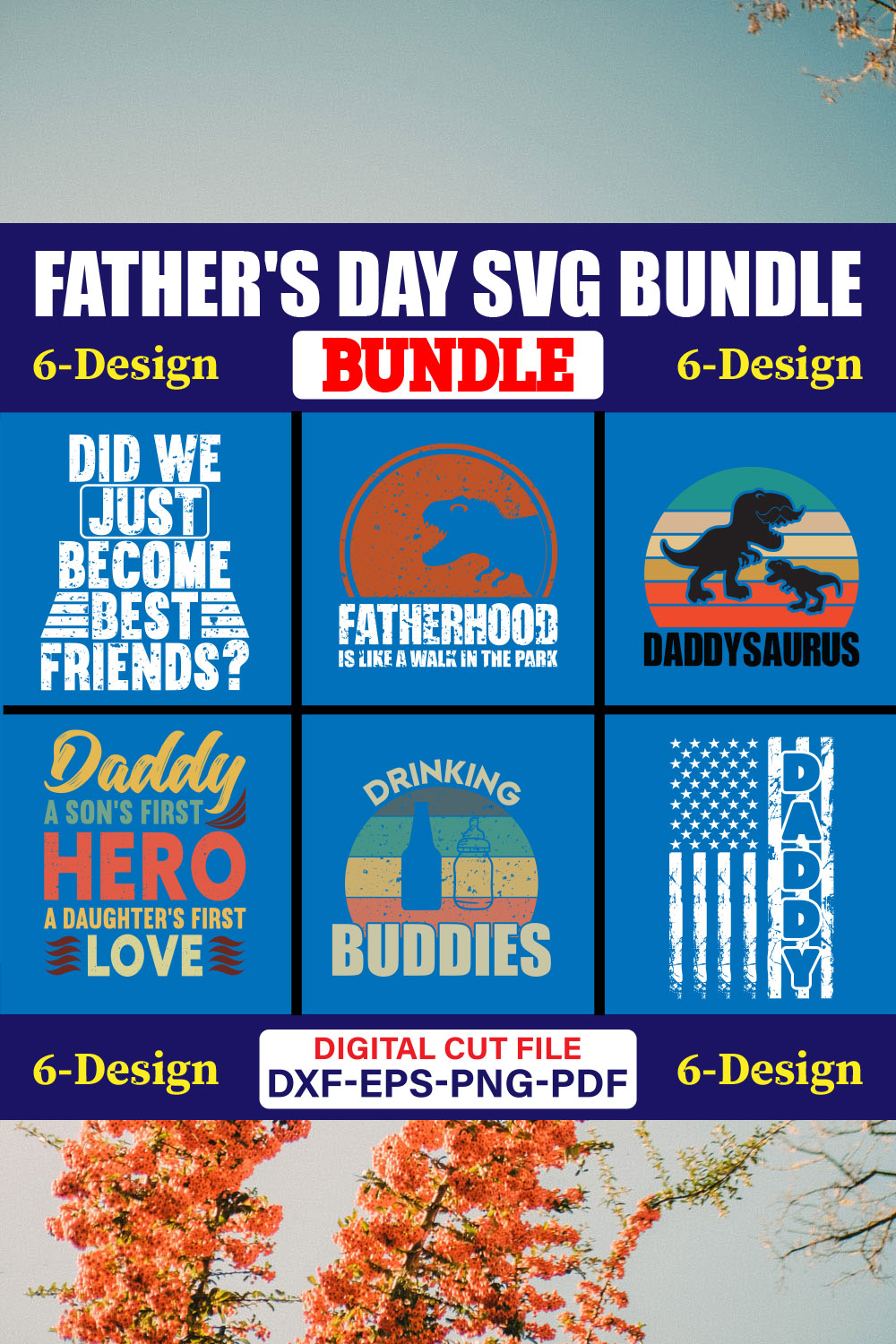 Father's Day SVG T-shirt Design Bundle Vol-24 pinterest preview image.