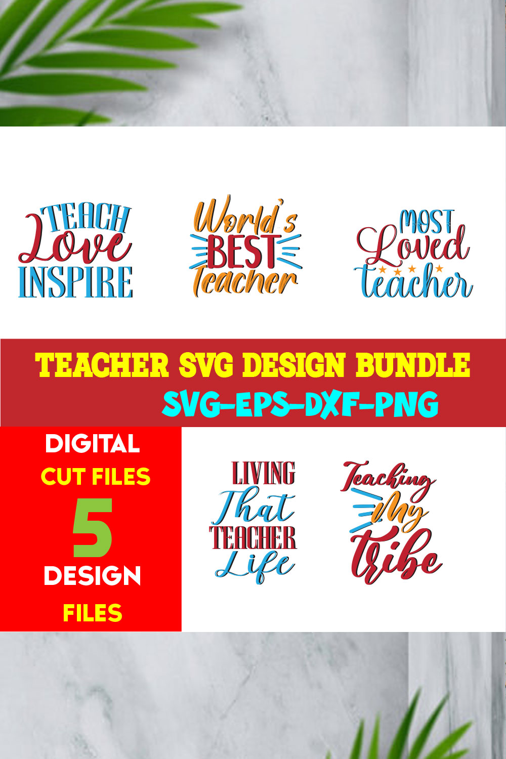 Teacher T-shirt Design Bundle Volume-04 pinterest preview image.