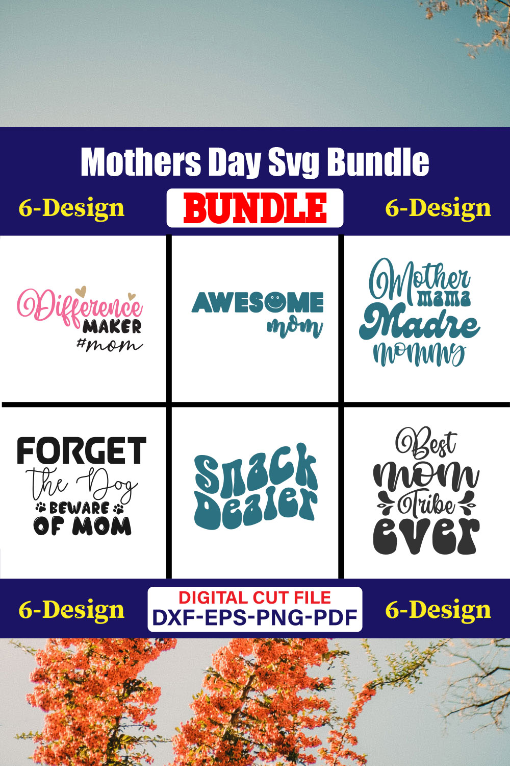 Mothers Day SVG Bundle, Mom life svg, Mama svg, Funny Mom Svg, Blessed mama svg, Mom of boys girls svg-Vol-133 pinterest preview image.