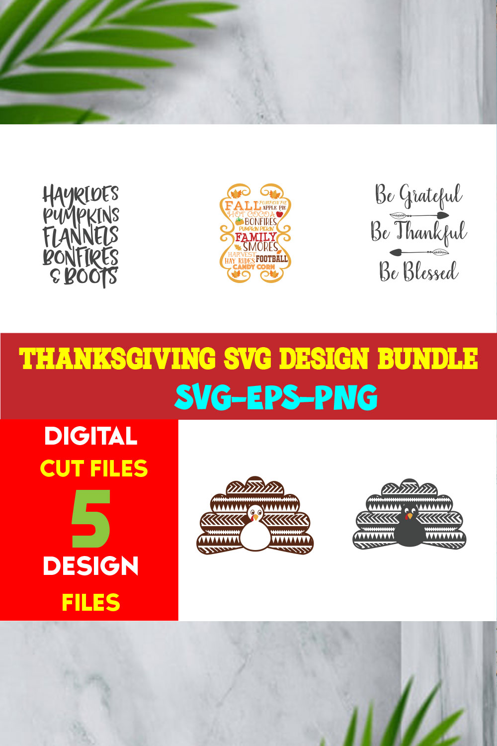 Thanksgiving T-shirt Design Bundle Volume -01 pinterest preview image.