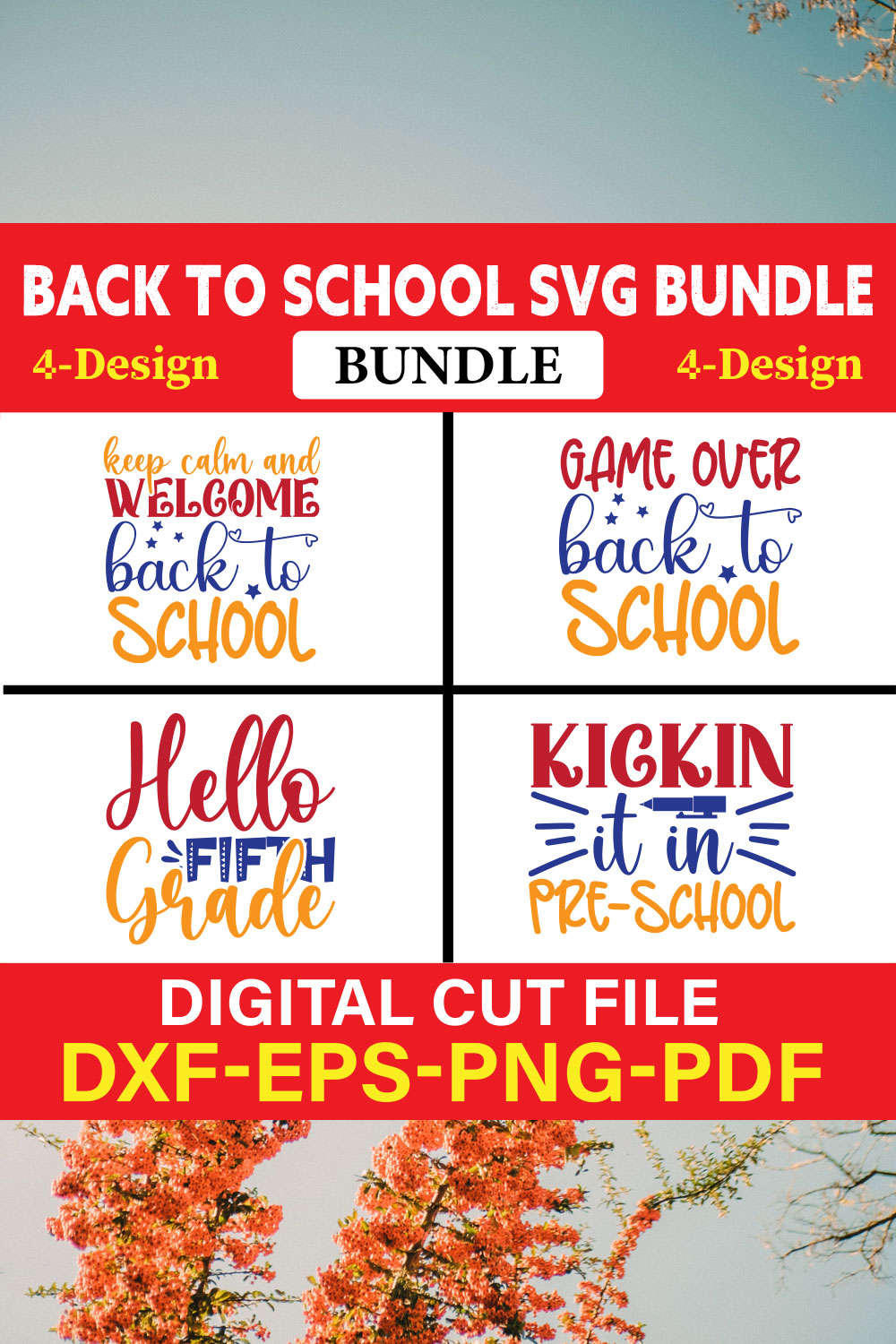 Back To School T-shirt Design Bundle Vol-19 pinterest preview image.