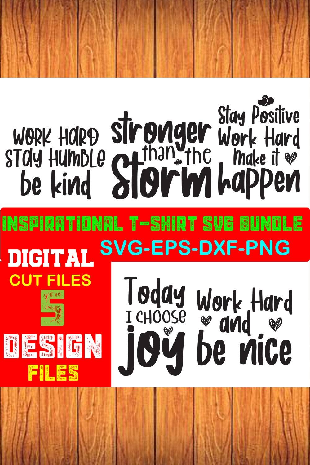 Inspirational T-shirt SVG Bundle Volume-04 pinterest preview image.