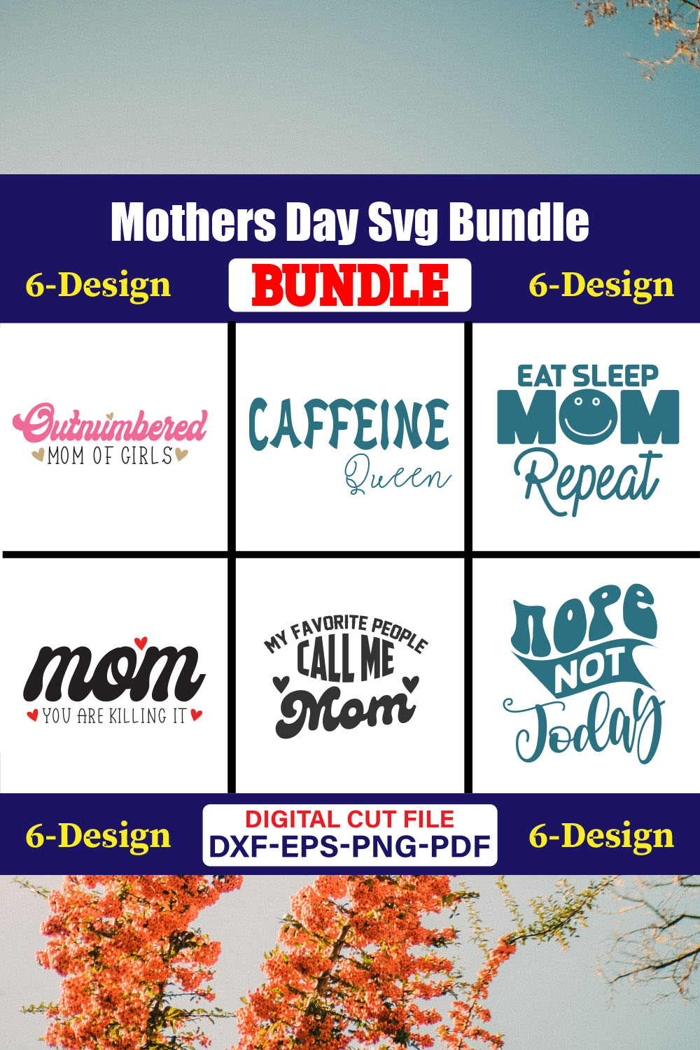 Mothers Day SVG Bundle, Mom life svg, Mama svg, Funny Mom Svg, Blessed mama svg, Mom of boys girls svg-Vol-152 pinterest preview image.