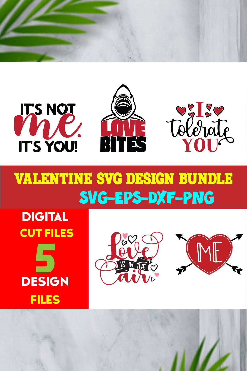 Valentine T-shirt Design Bundle Volume-03 pinterest preview image.