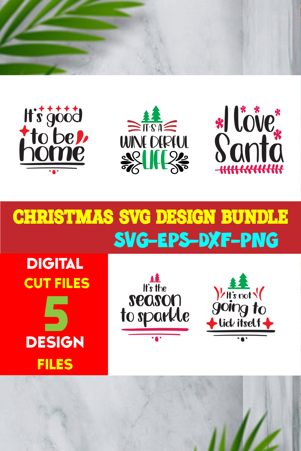 Christmas T-shirt Design Bundle Volume-42 pinterest preview image.