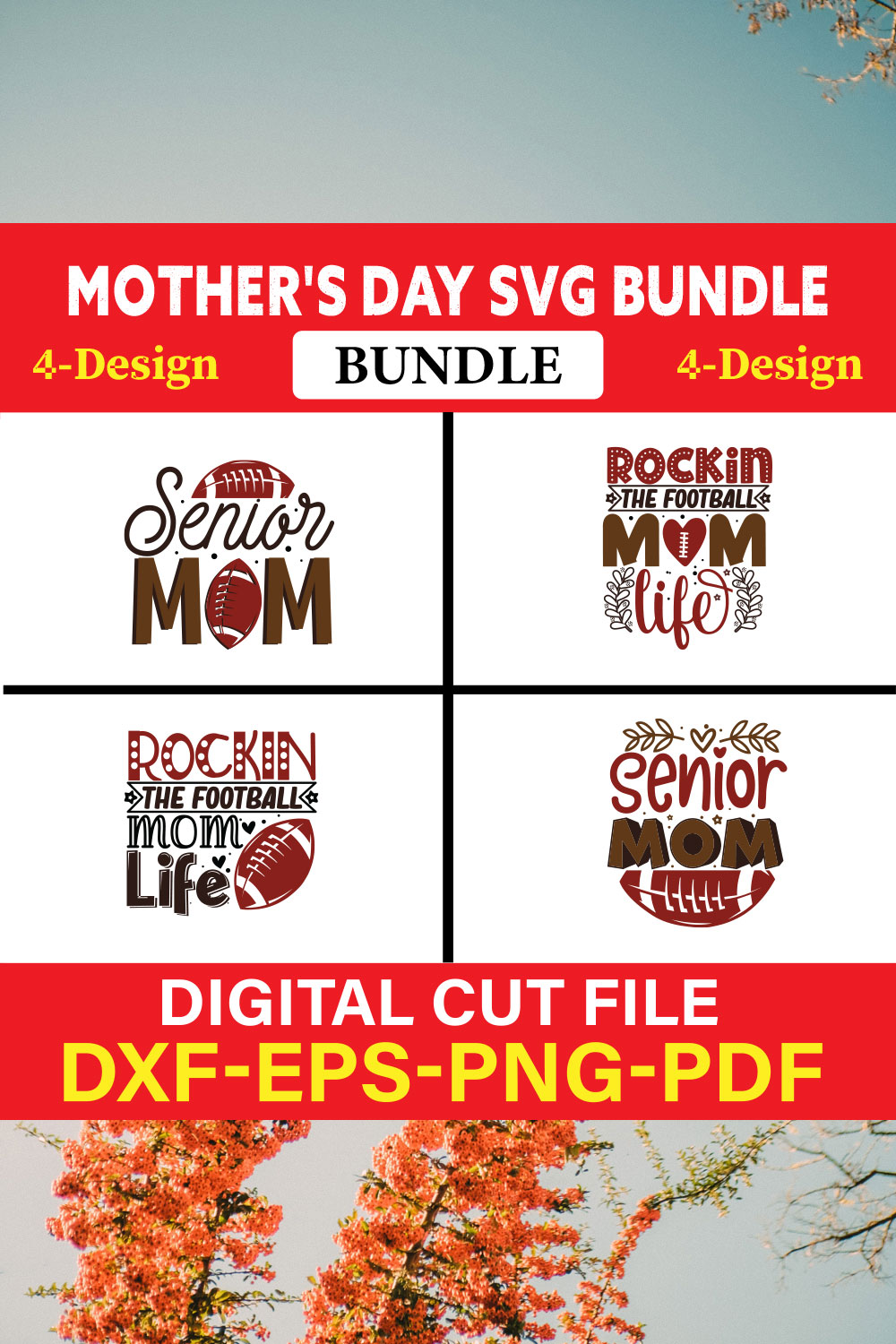 Mother's Day SVG T-shirt Design Bundle Vol-08 pinterest preview image.