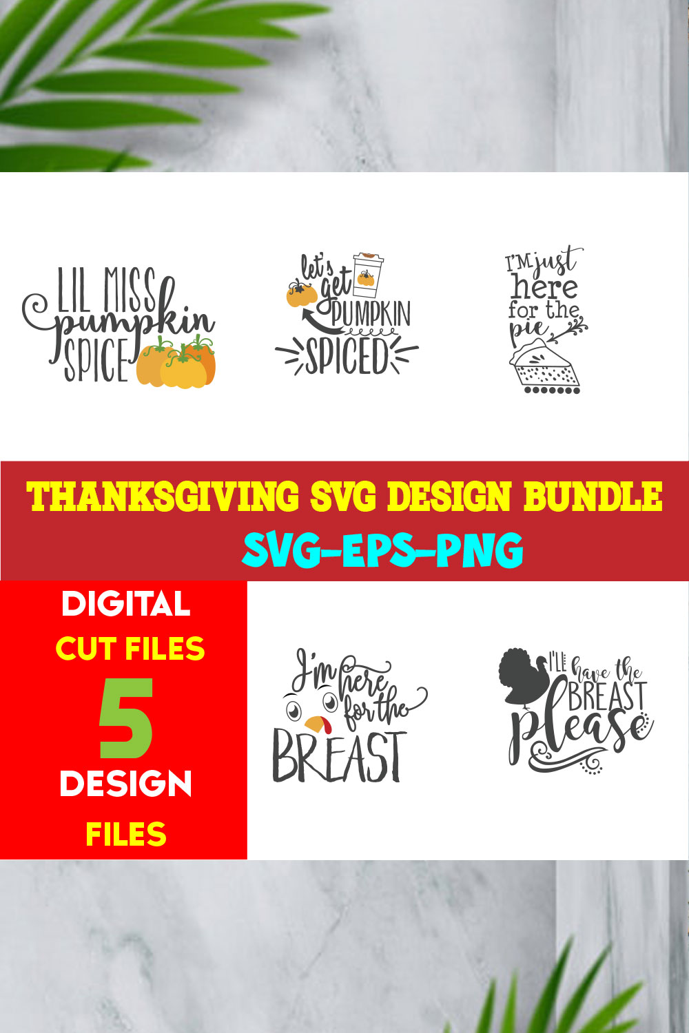 Thanksgiving T-shirt Design Bundle Volume-05 pinterest preview image.