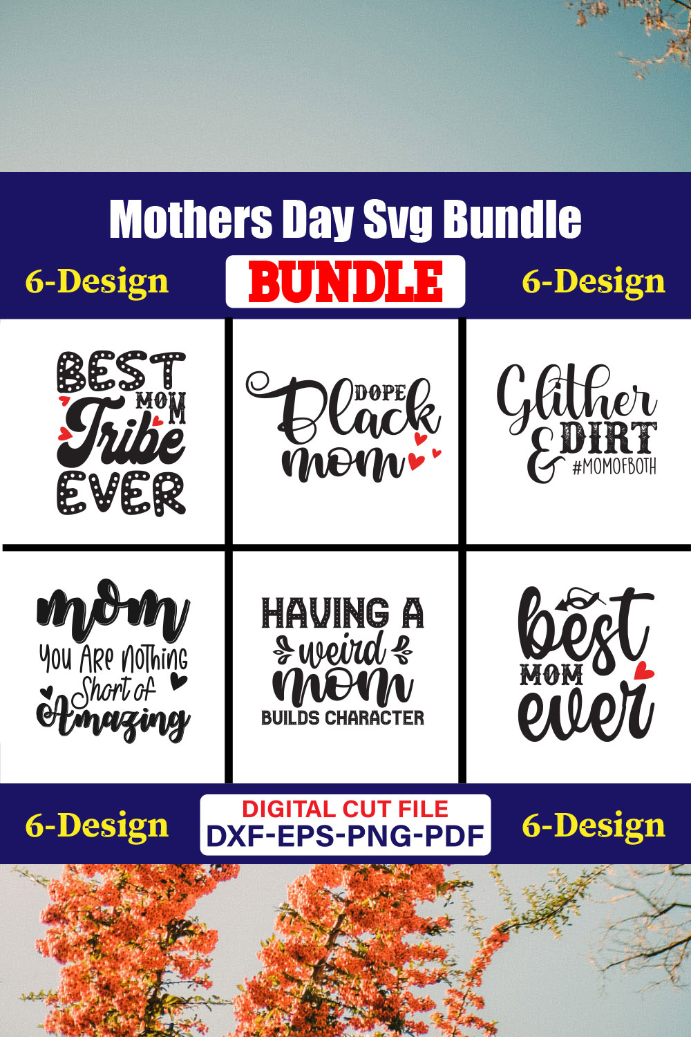 Mothers Day SVG Bundle, Mom life svg, Mama svg, Funny Mom Svg, Blessed mama svg, Mom of boys girls svg-Vol-123 pinterest preview image.