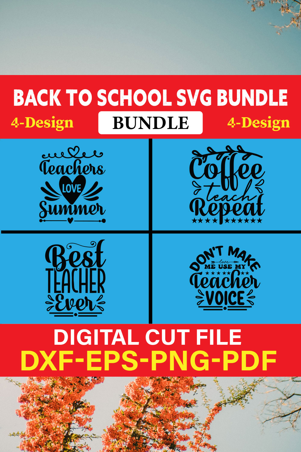 Back To School T-shirt Design Bundle Vol-3 pinterest preview image.