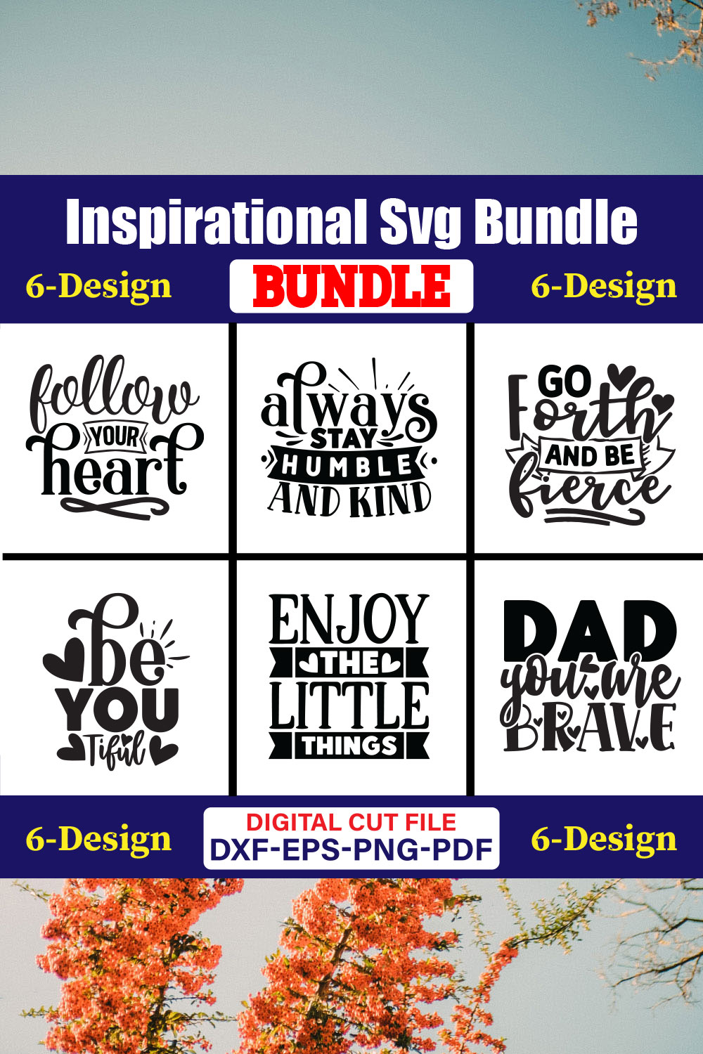 Inspirational T-shirt Design Bundle Vol-3 pinterest preview image.