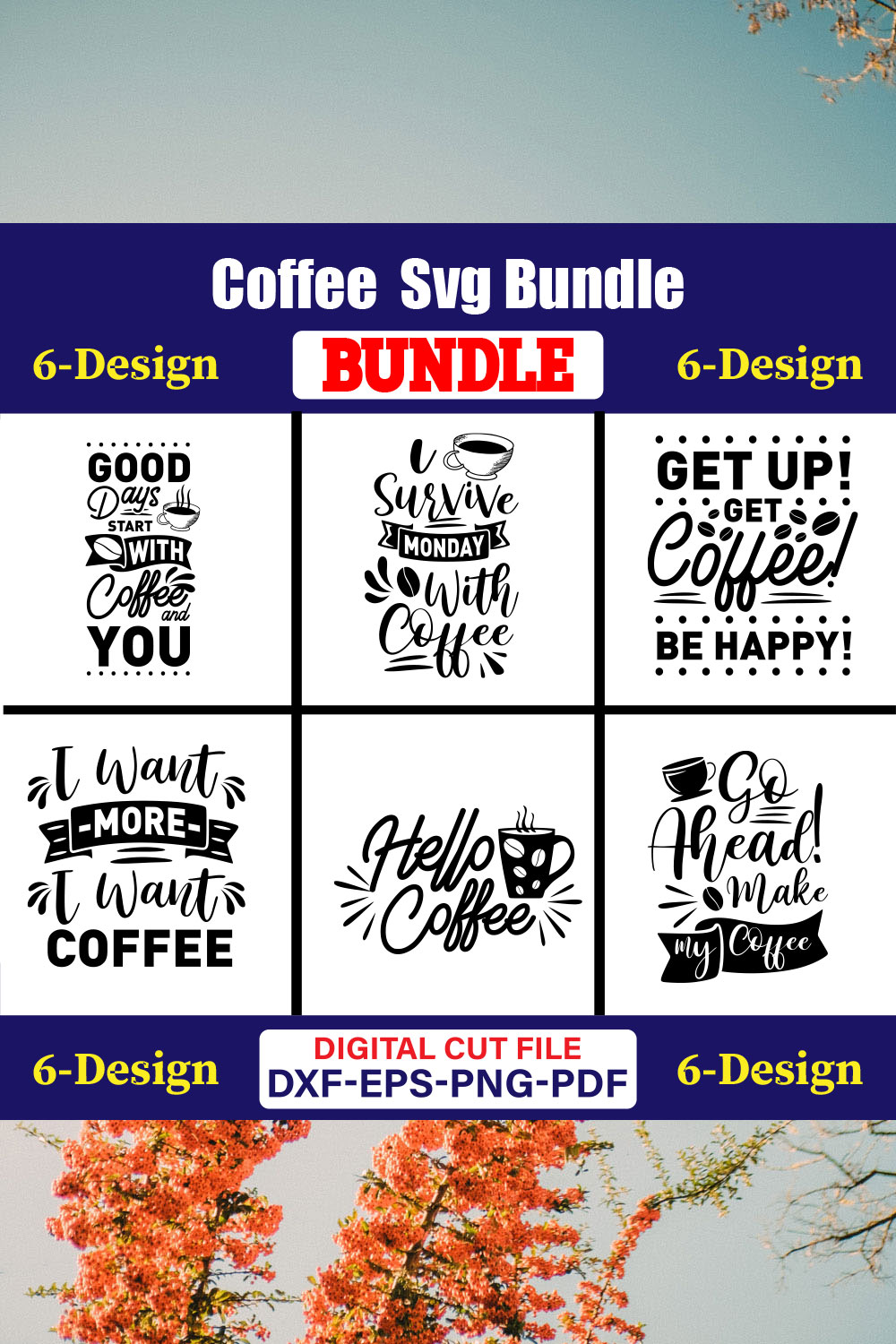 Coffee T-shirt Design Bundle Vol-12 pinterest preview image.