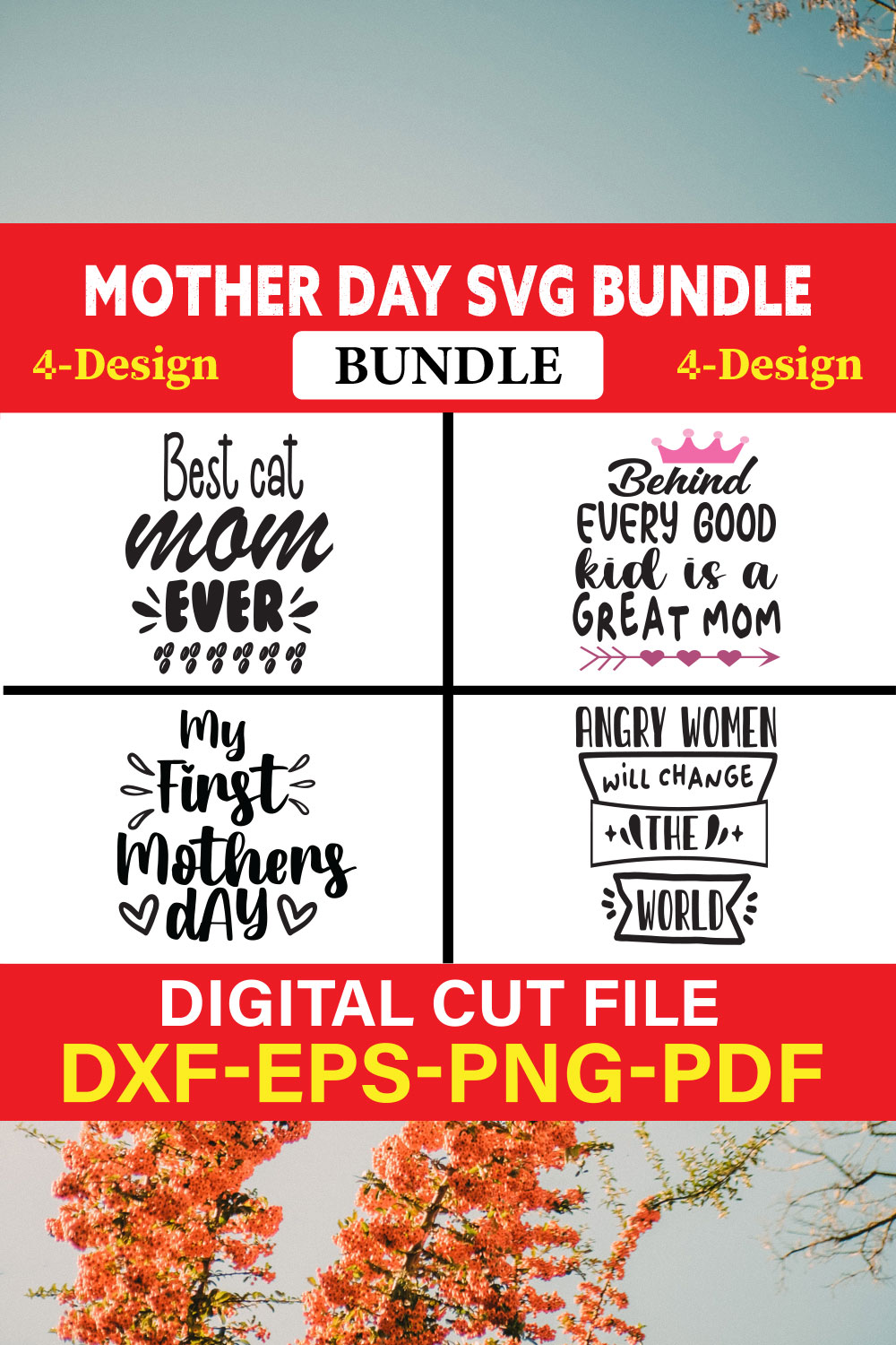 Mothers Day T-shirt Design Bundle Vol-34 pinterest preview image.