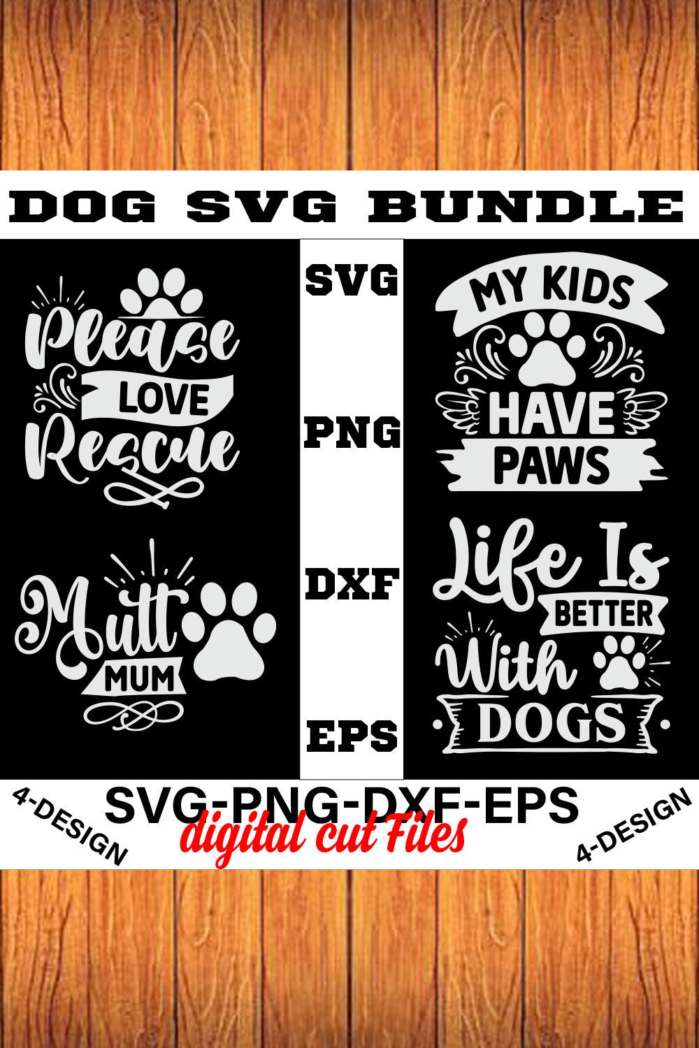 Dog SVG T-shirt Bundle Vol-02 pinterest preview image.