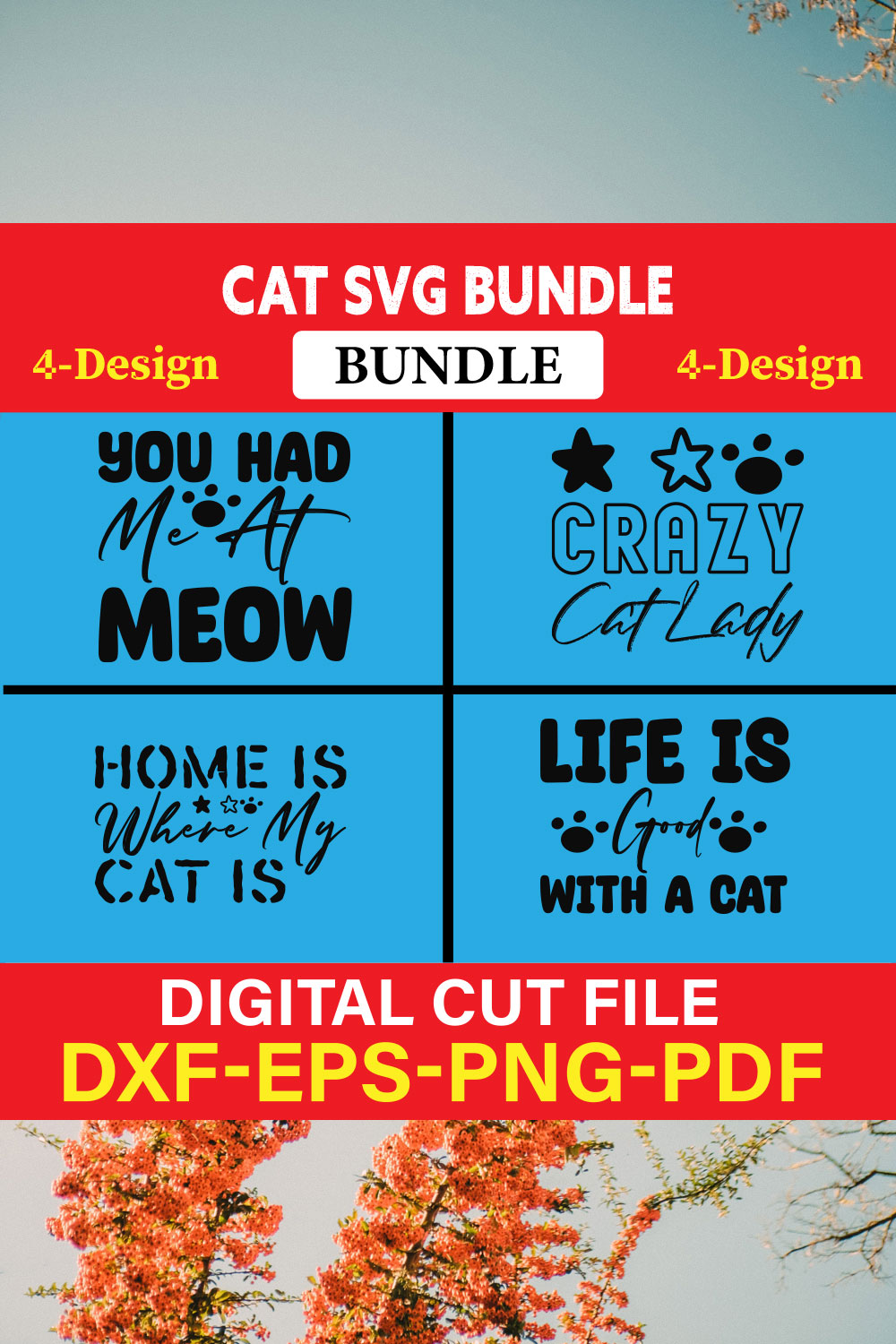 Cat T-shirt Design Bundle Vol-8 pinterest preview image.