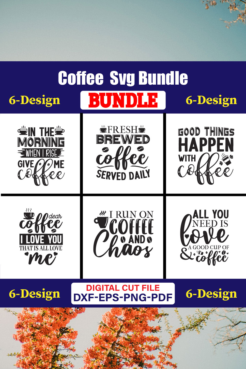 Coffee T-shirt Design Bundle Vol-17 pinterest preview image.