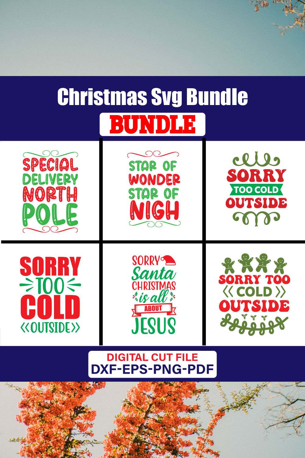 Christmas T-shirt Design Bundle Vol-76 pinterest preview image.