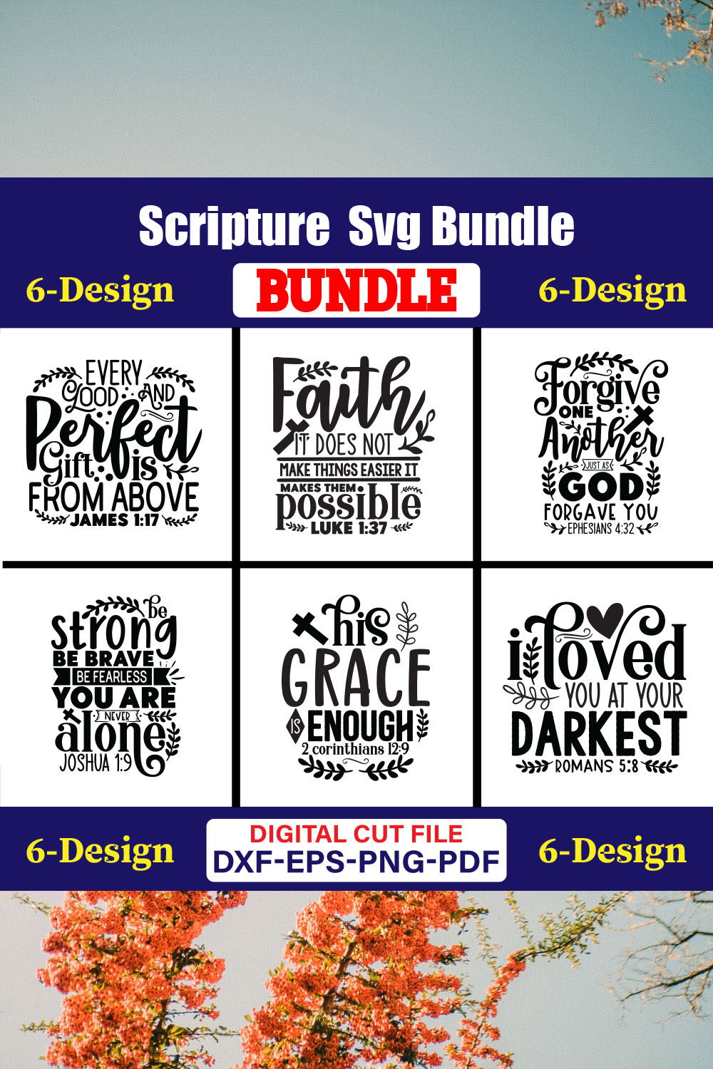 Scripture T-shirt Design Bundle Vol-03 pinterest preview image.