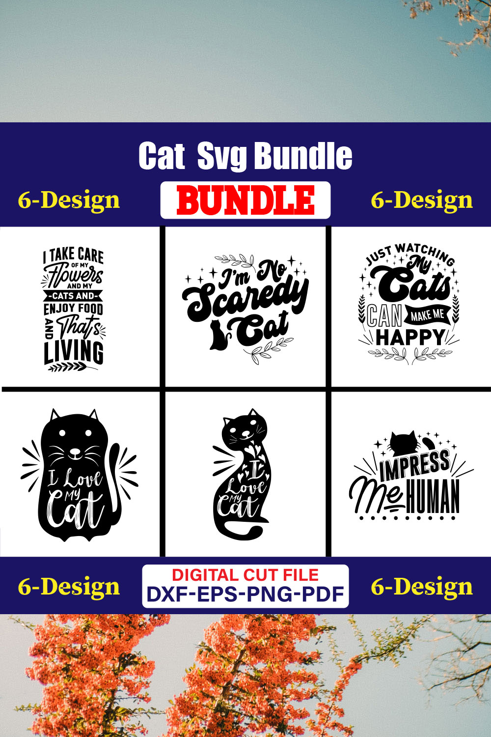 Cat T-shirt Design Bundle Vol-14 pinterest preview image.