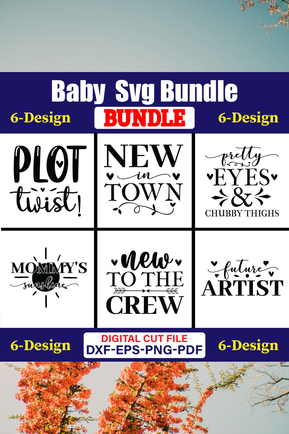 Baby T-shirt Design Bundle Vol-24 pinterest preview image.