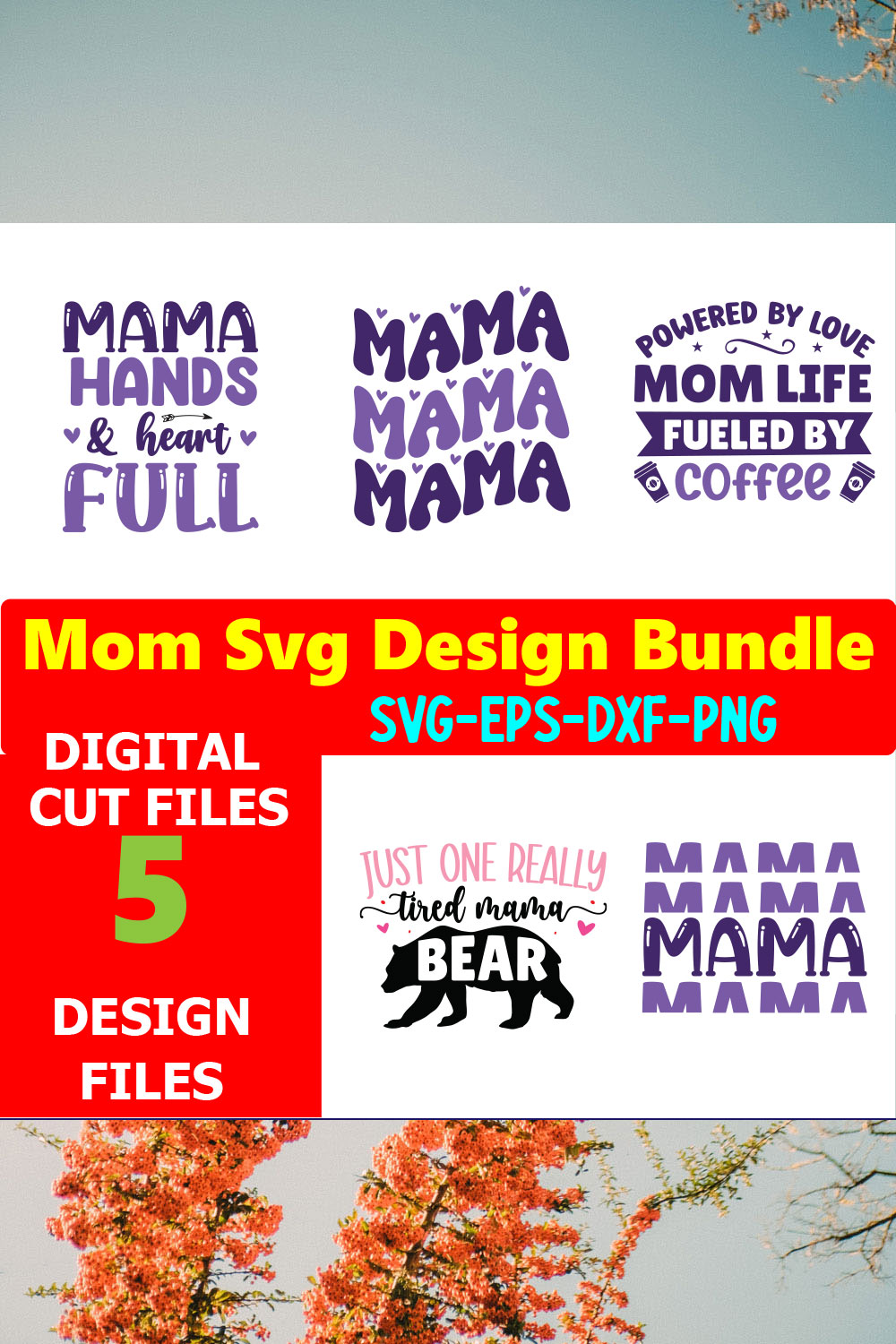 Mom SVG T-shirt Design Bundle Volume-08 pinterest preview image.