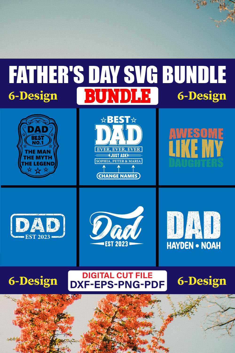 Father's Day SVG T-shirt Design Bundle Vol-23 pinterest preview image.