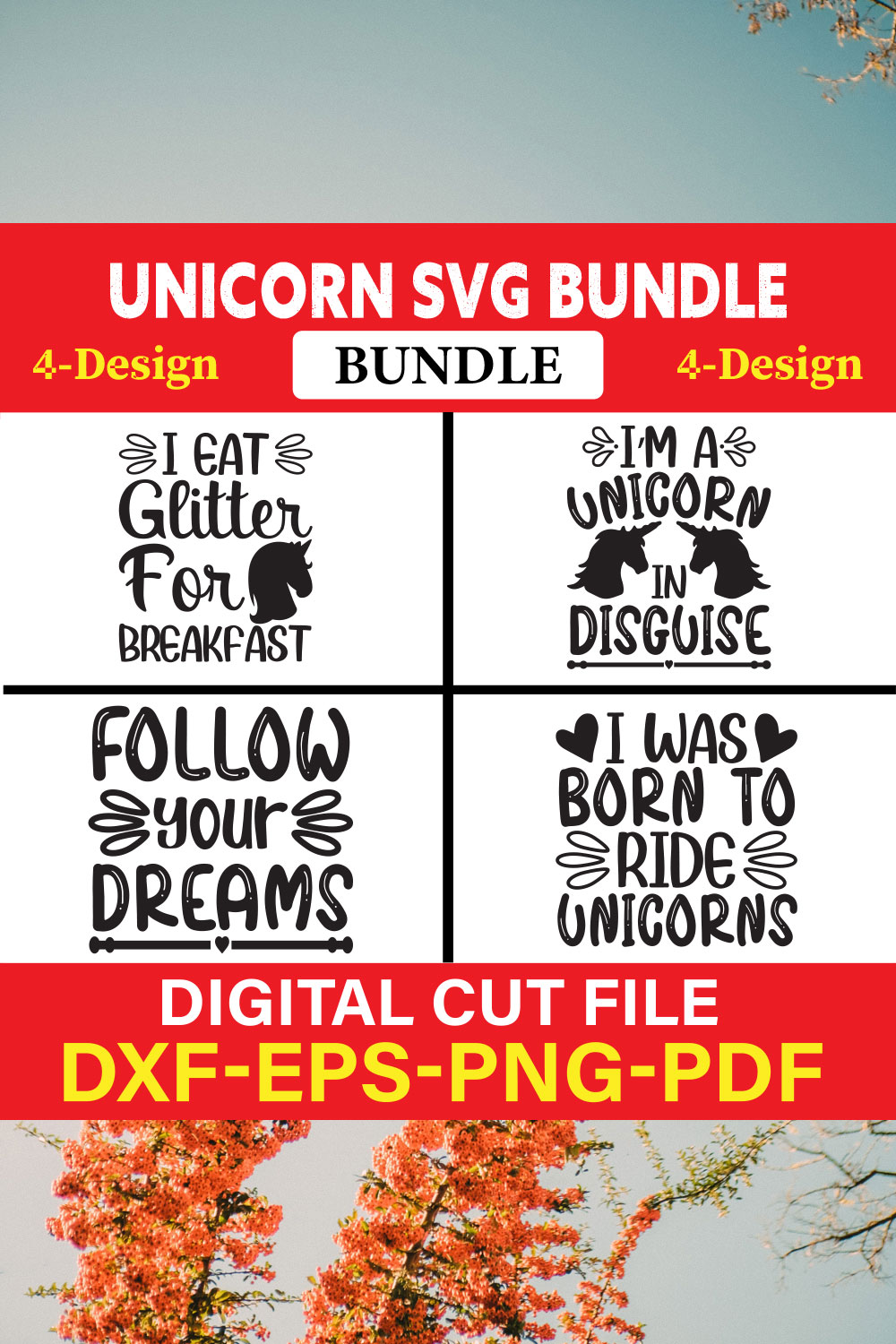 Unicorn T-shirt Design Bundle Vol-2 pinterest preview image.