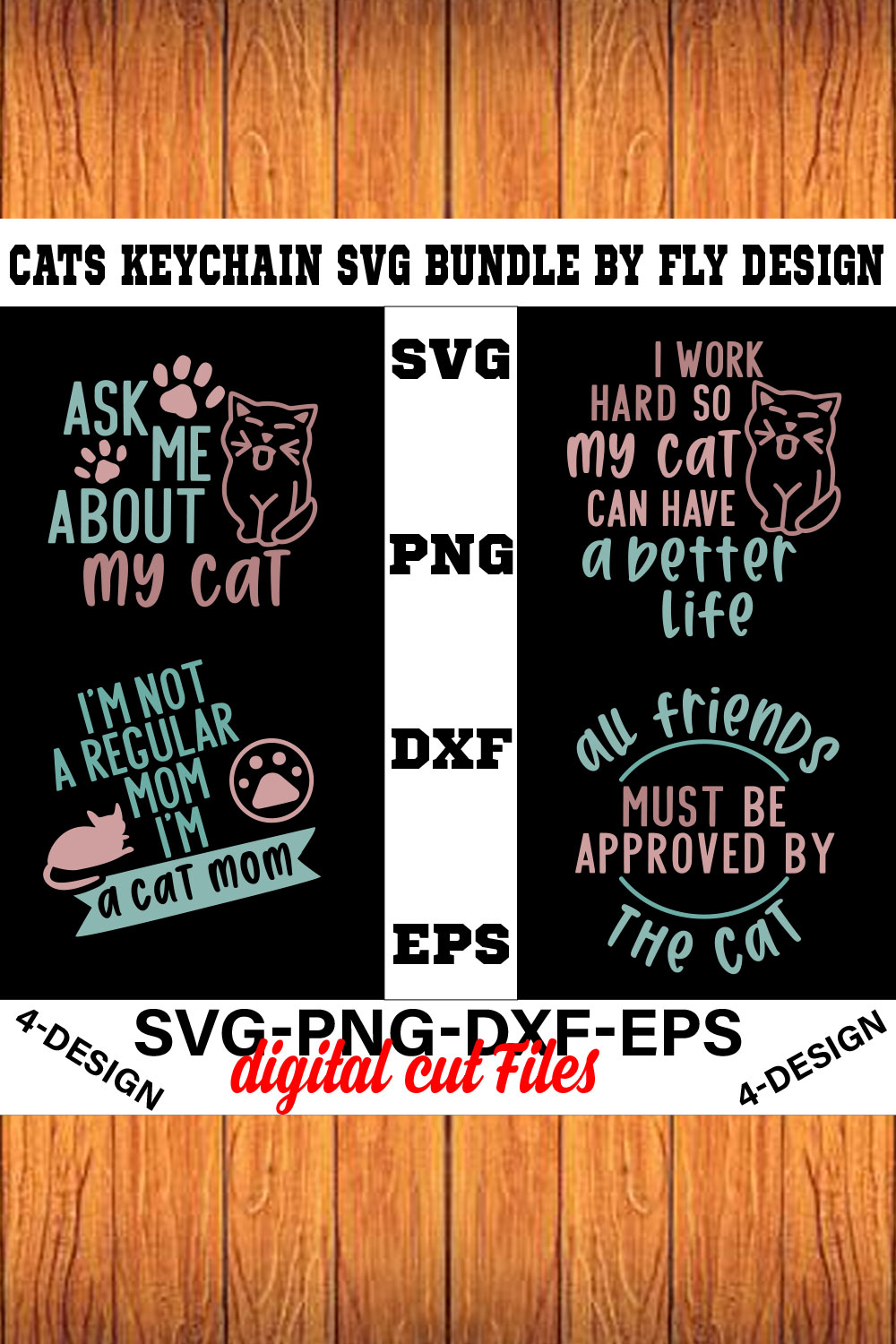 Cat SVG T-shirt Design Bundle Volume-08 pinterest preview image.