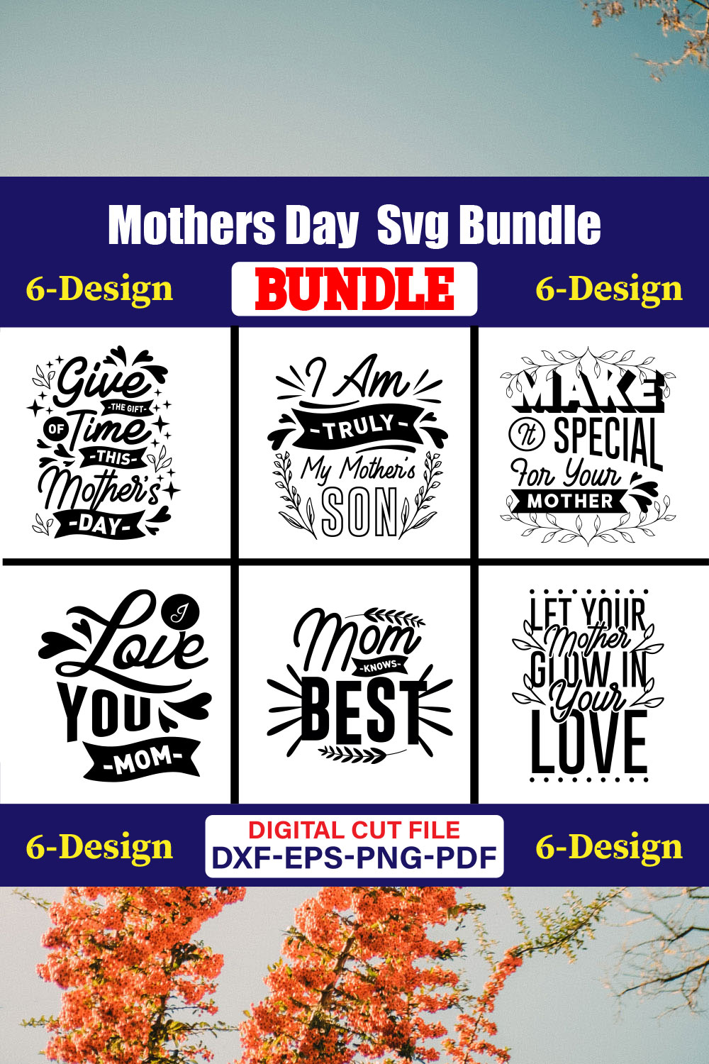 Mothers Day SVG Bundle, Mom life svg, Mama svg, Funny Mom Svg, Blessed mama svg, Mom of boys girls svg-Vol-51 pinterest preview image.