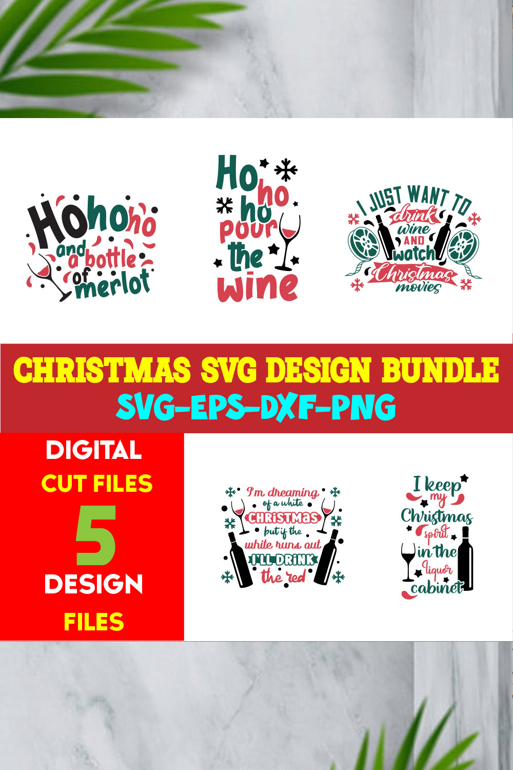 Christmas T-shirt Design SVG Bundle Free Volume-73 pinterest preview image.