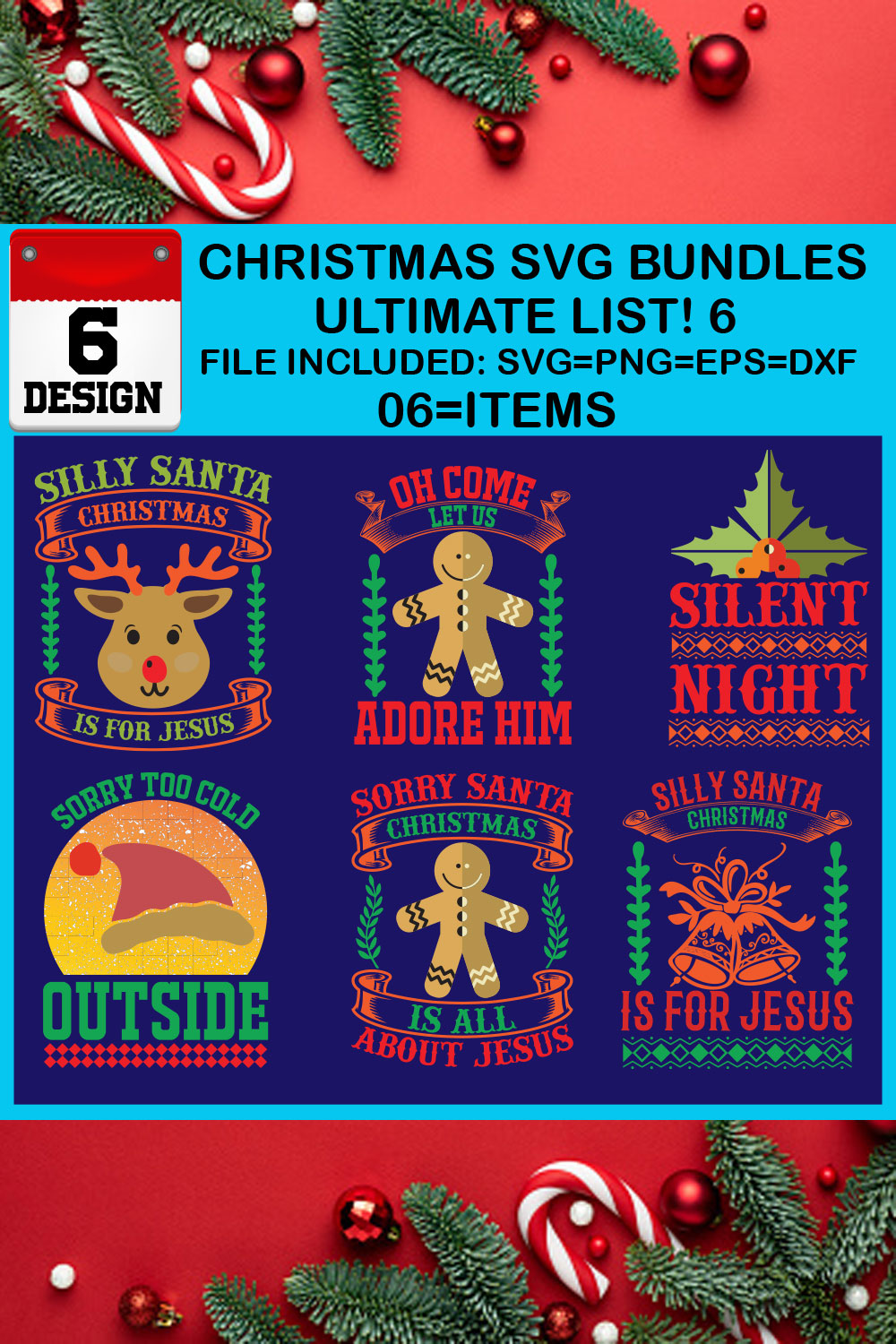 Ultimate List! 6 Christmas SVG Free Bundles pinterest preview image.