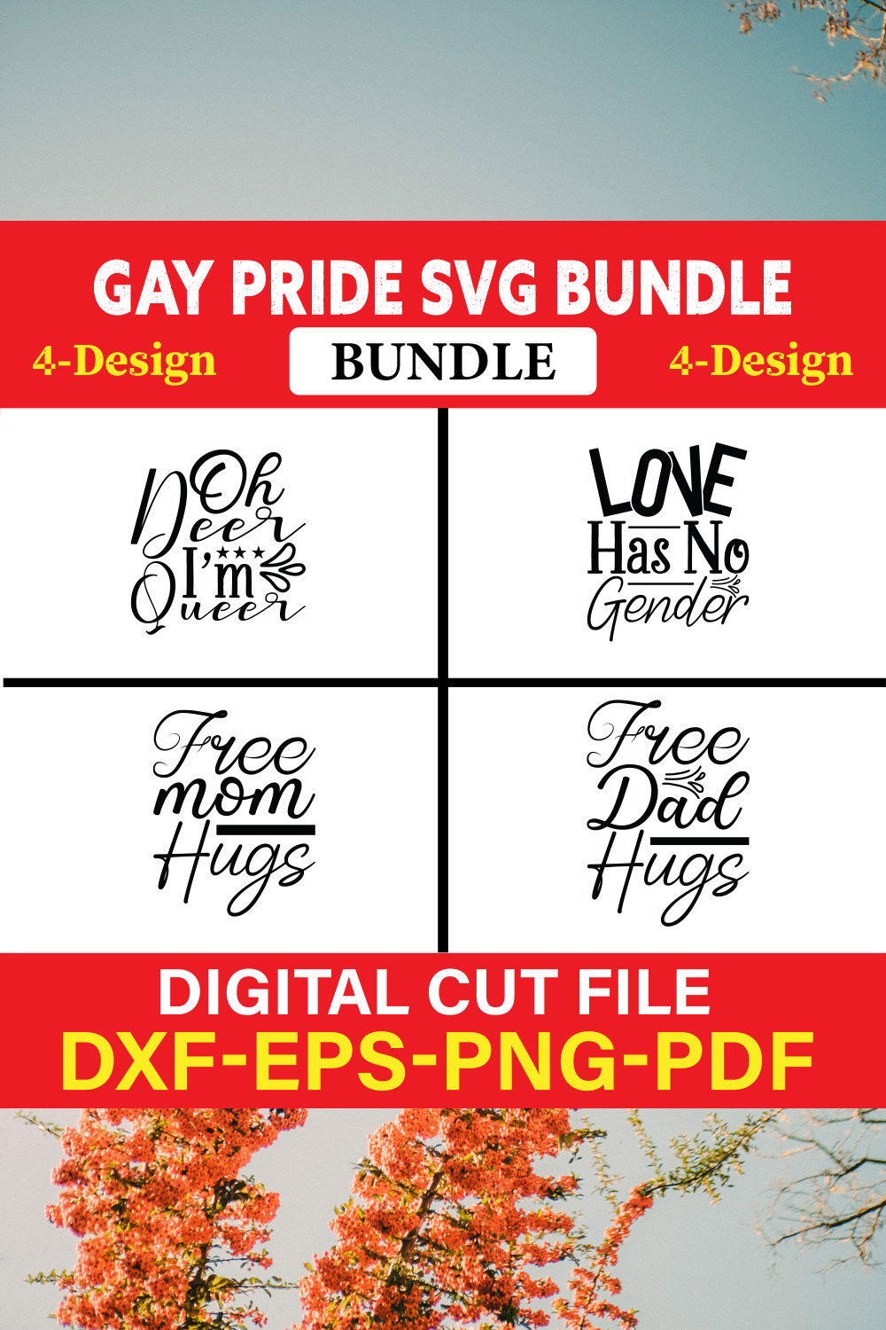 Gay Pride T-shirt Design Bundle Vol-3 pinterest preview image.