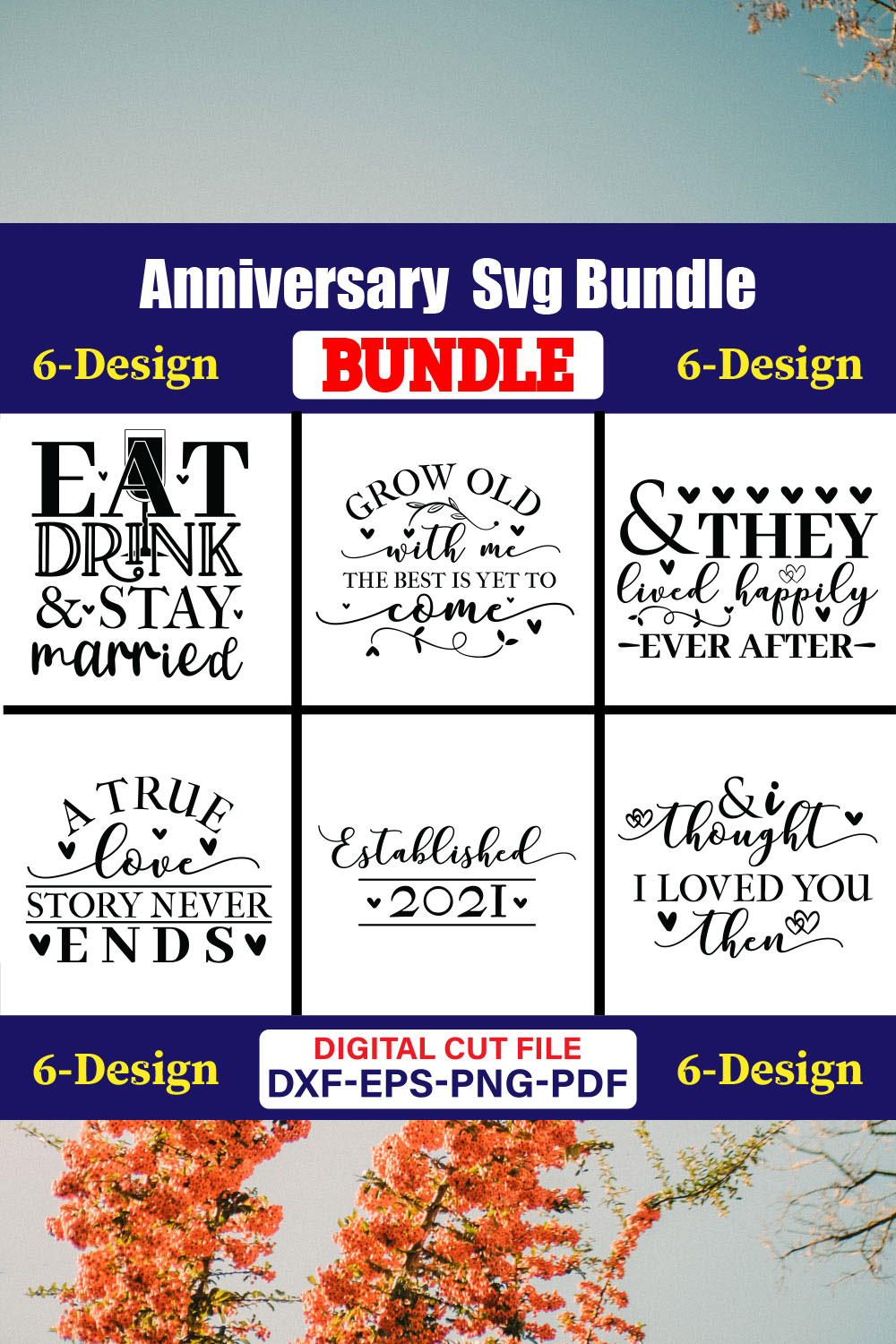 Anniversary T-shirt Design Bundle Vol-4 pinterest preview image.