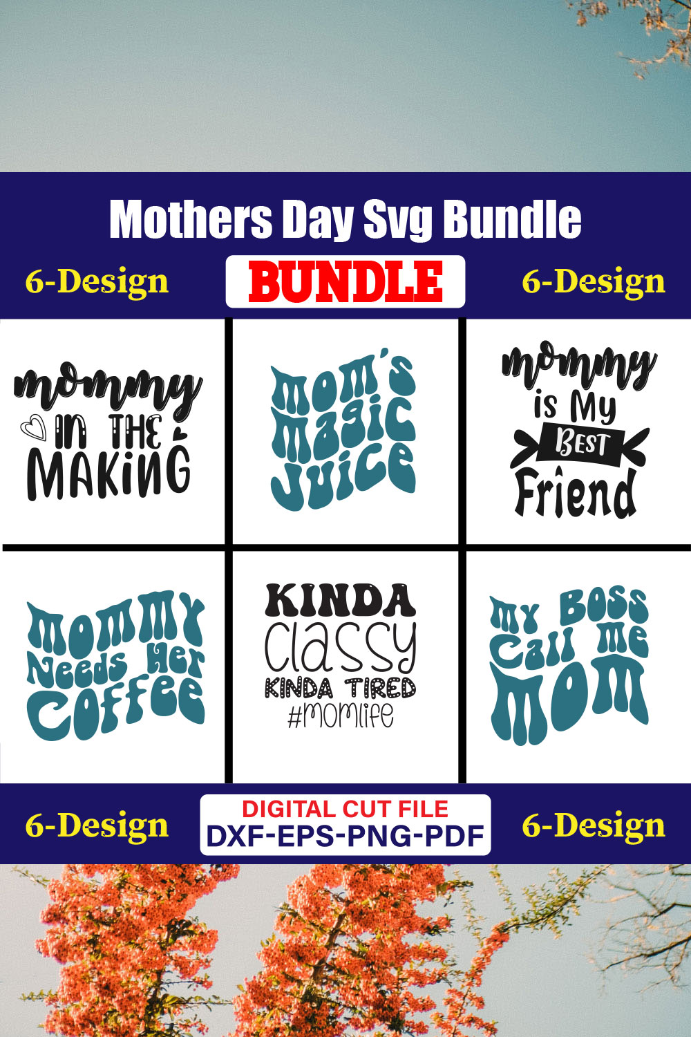 Mothers Day SVG Bundle, Mom life svg, Mama svg, Funny Mom Svg, Blessed mama svg, Mom of boys girls svg-Vol-84 pinterest preview image.