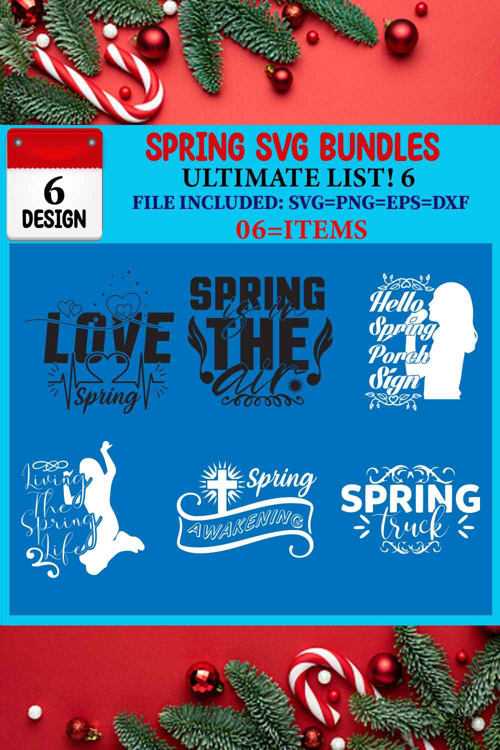 Spring SVG 06 T-shirt Design Bundle pinterest preview image.