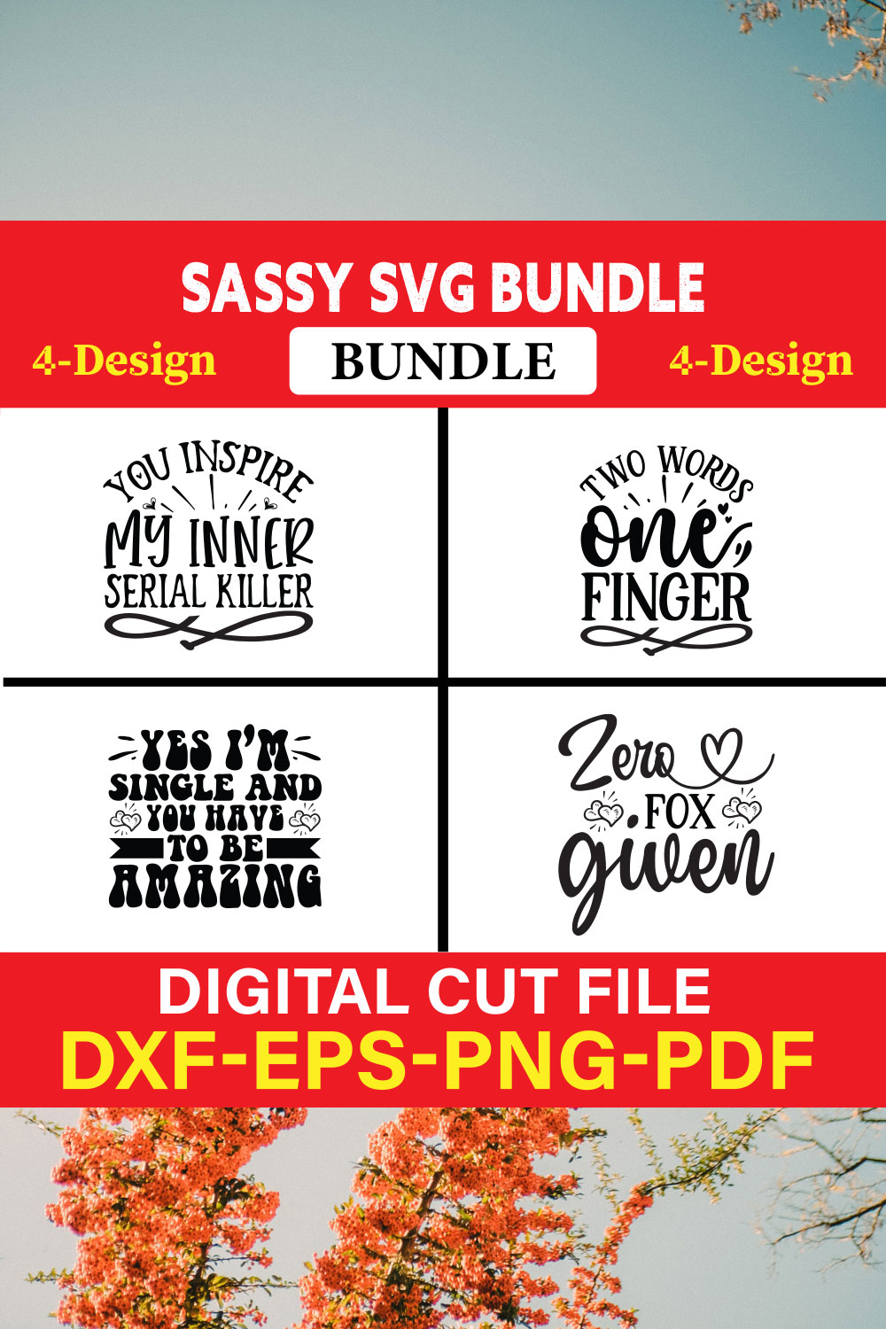 Sassy T-shirt Design Bundle Vol-5 pinterest preview image.