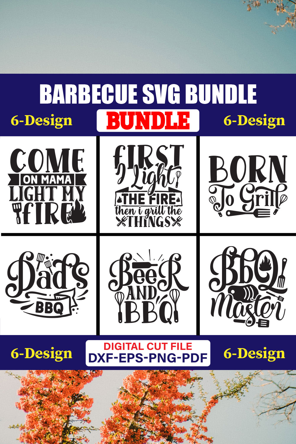 Barbecue SVG T-shirt Design Bundle Vol-01 pinterest preview image.