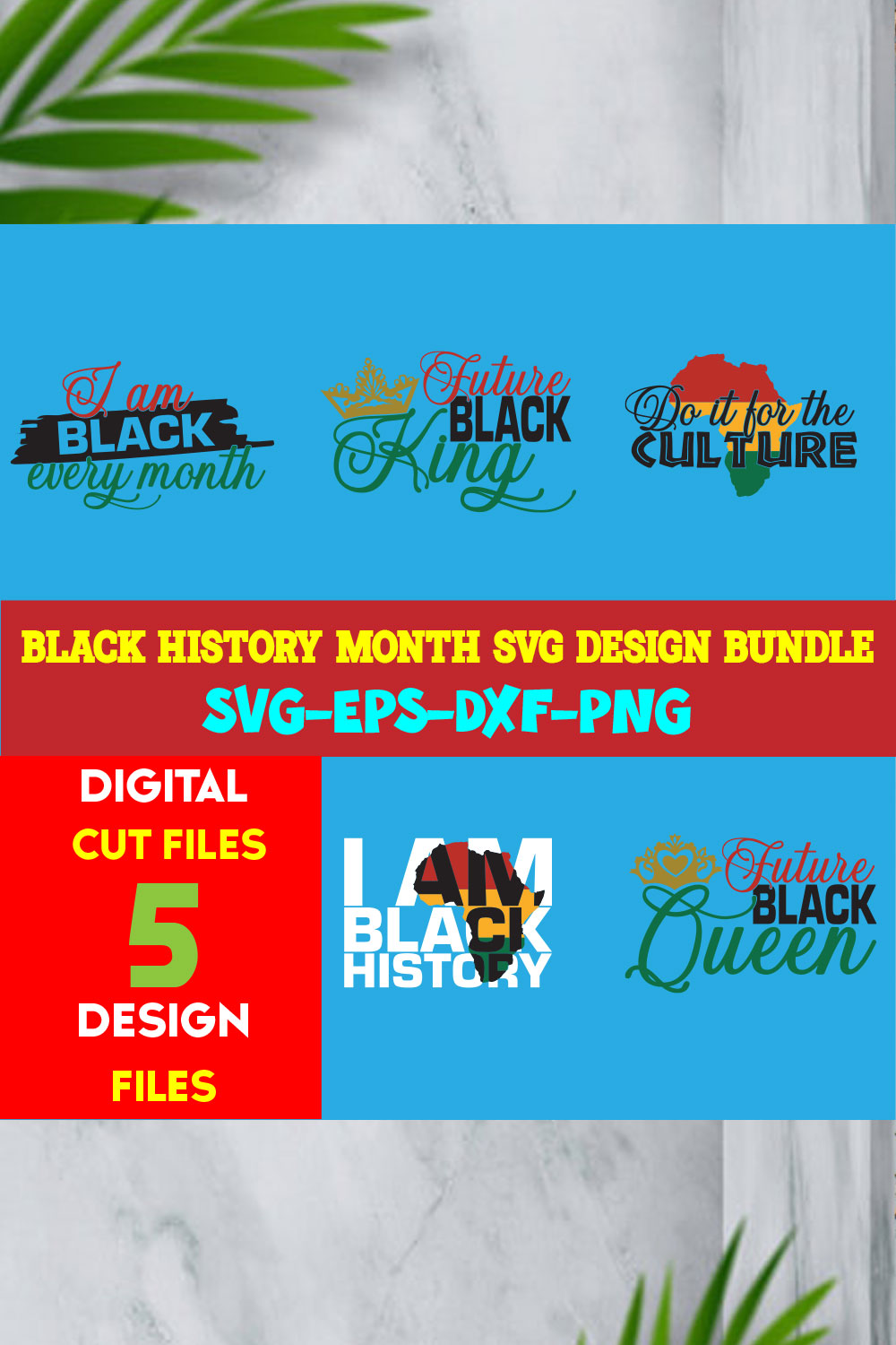 Black History Month T-shirt Design Bundle Volume-03 pinterest preview image.