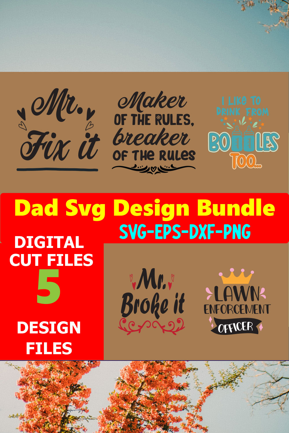 Dad T-shirt Design SVG Bundle Volume-07 pinterest preview image.